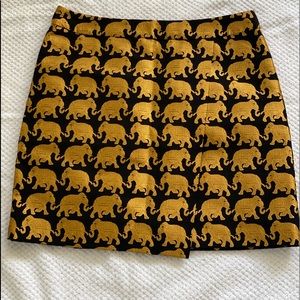 J.Crew Black/Gold Elephant Skirt Size 2